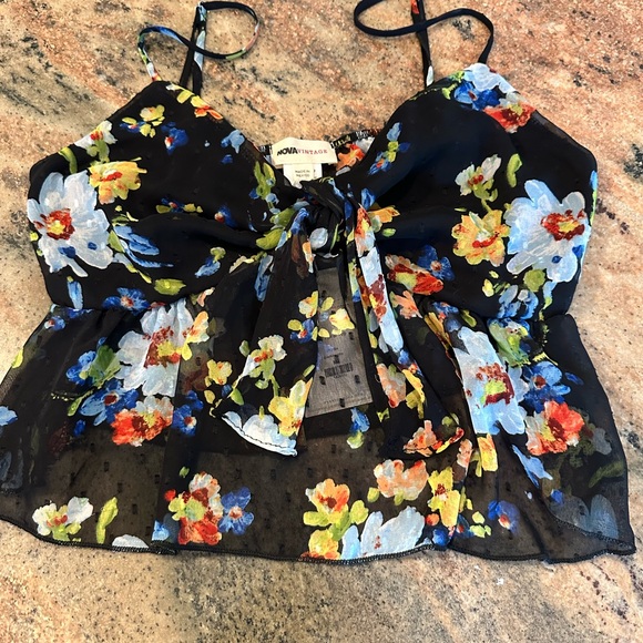 Floral Black Camisole Top - Picture 1 of 5